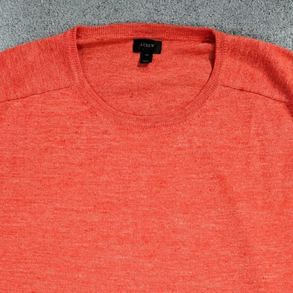 J. Crew Linen Blend Heather Orange Red Crew Neck Lightweight Sweater C4089